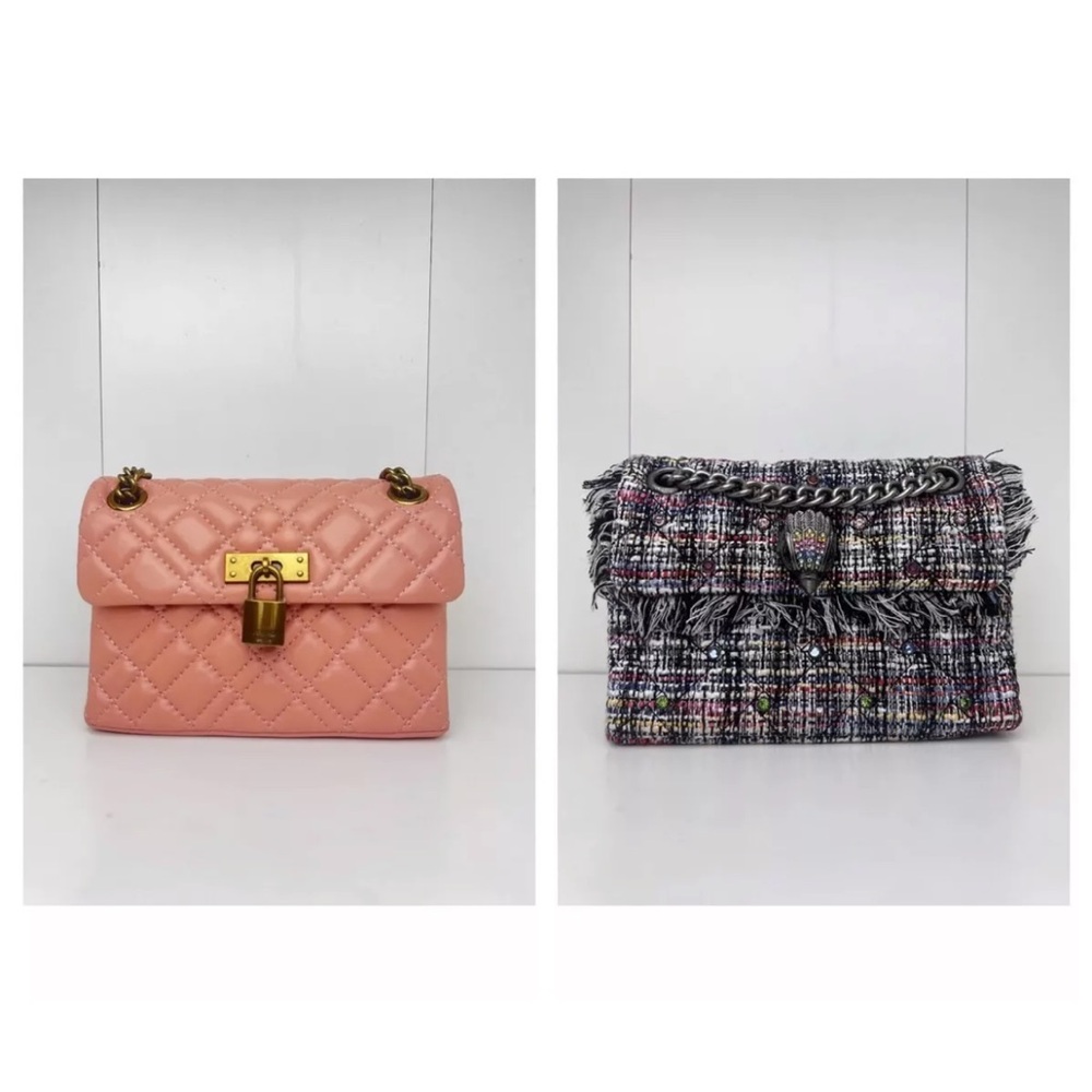 2 Kurt Geiger London Mini Brixton Quilted Leather Chain Crossbody Bag Cora…